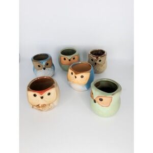 "SUN-E" Owl Succulent BonSai  Pots - 6 Piece Set - 2.5" Ceramic‎ NIB
